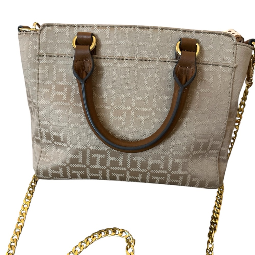 Tommy Hilfiger POSH Vintage Signature Fabric & Leather Brown Tote & Crossbody - Picture 4 of 16